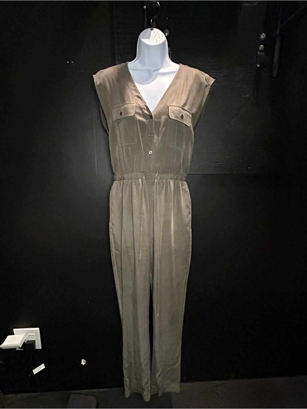 LOFT Olive Utility Sleeveless Jumpsuit